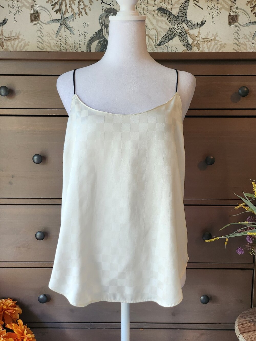 Victoria's Secret Cream Satin Checker Cami